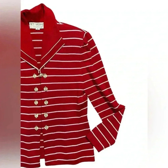 St. John Red Striped Jacket - Picture 3 of 6